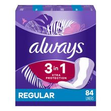 Load image into Gallery viewer, Always Xtra Protection 3-in-1 Daily Liners Regular Unscented, 84 Ct - 2 Pack
