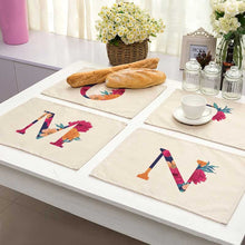 Load image into Gallery viewer, Flower Letter Pattern Cotton Linen Pad Dining Table Mats
