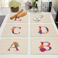 Load image into Gallery viewer, Flower Letter Pattern Cotton Linen Pad Dining Table Mats
