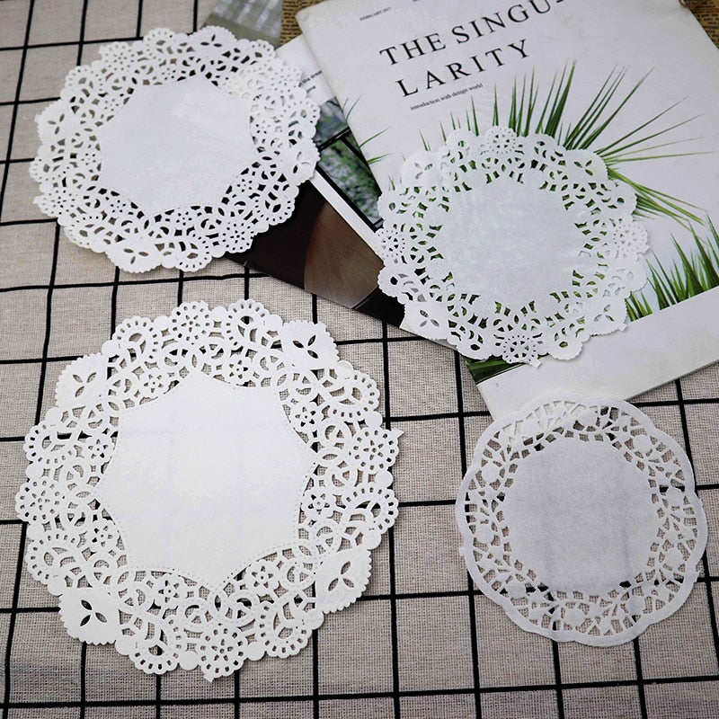 Round Paper Lace Doilies Party Decorative Tableware