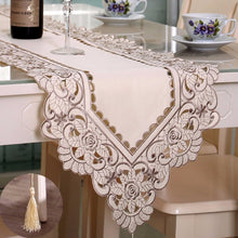 Load image into Gallery viewer, Pastoral Embroidery Hollow Flower Table Runner
