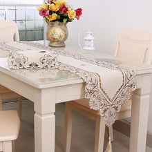 Load image into Gallery viewer, Pastoral Embroidery Hollow Flower Table Runner
