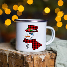 Load image into Gallery viewer, Snowman Deer Print Enamel Coffee Mugs
