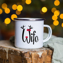 Load image into Gallery viewer, Snowman Deer Print Enamel Coffee Mugs
