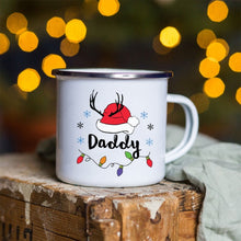 Load image into Gallery viewer, Snowman Deer Print Enamel Coffee Mugs
