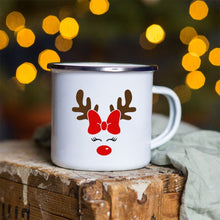 Load image into Gallery viewer, Snowman Deer Print Enamel Coffee Mugs
