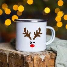 Load image into Gallery viewer, Snowman Deer Print Enamel Coffee Mugs
