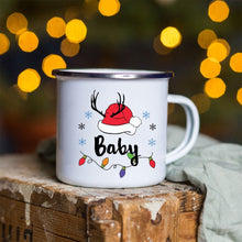 Load image into Gallery viewer, Snowman Deer Print Enamel Coffee Mugs
