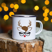 Load image into Gallery viewer, Snowman Deer Print Enamel Coffee Mugs
