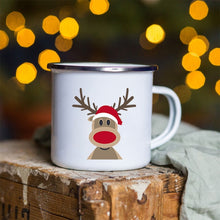 Load image into Gallery viewer, Snowman Deer Print Enamel Coffee Mugs
