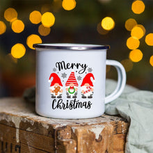 Load image into Gallery viewer, Snowman Deer Print Enamel Coffee Mugs
