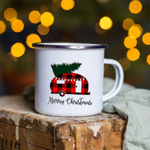 Load image into Gallery viewer, Snowman Deer Print Enamel Coffee Mugs
