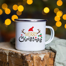 Load image into Gallery viewer, Snowman Deer Print Enamel Coffee Mugs
