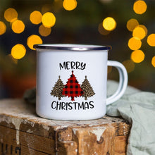 Load image into Gallery viewer, Snowman Deer Print Enamel Coffee Mugs
